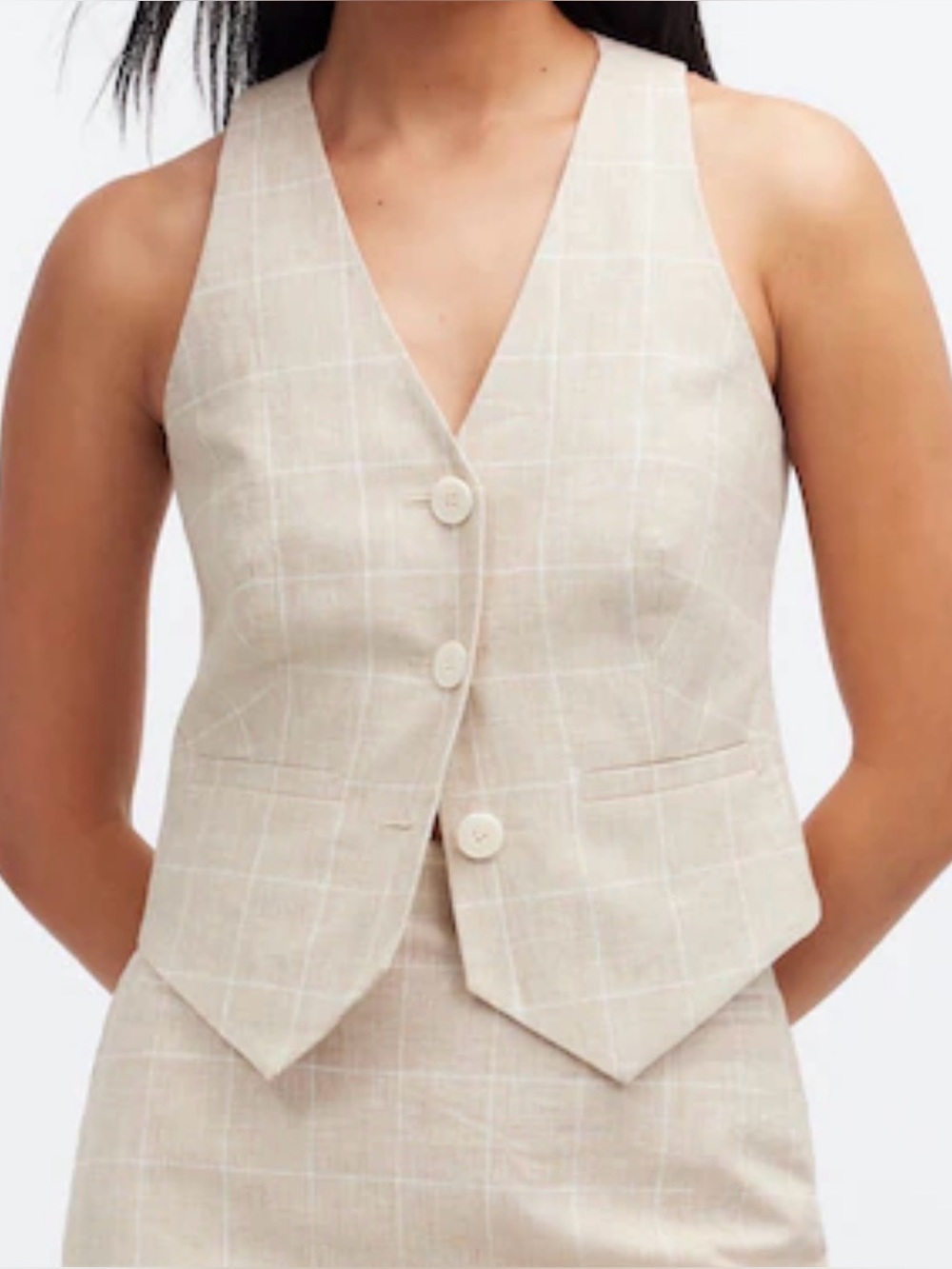 Madewell Linen Vest Top in Plaid Size 4